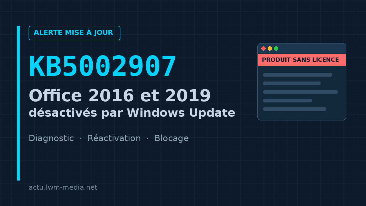 KB5002907 : la mise à jour qui désactive Office 2016 et 2019